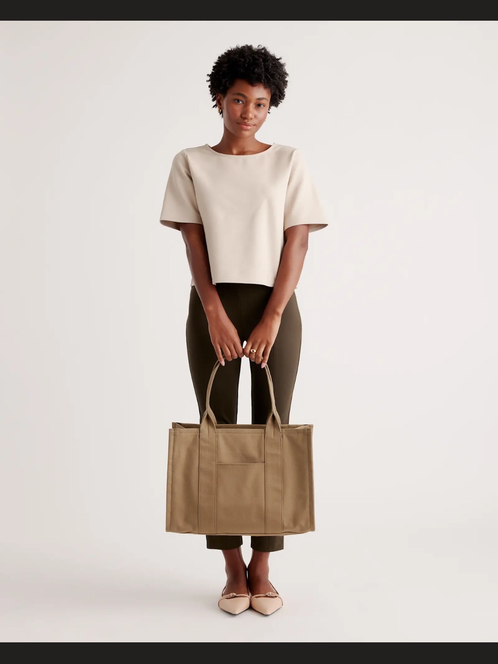 Quince Canvas Tote Bag In Khaki